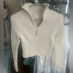 Aerie Cream Ribbed Knit Top
